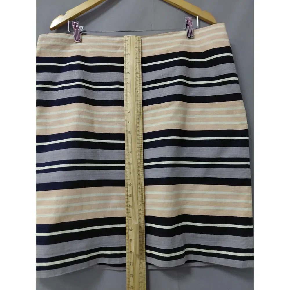 Ann Taylor Cotton Blend Multicolor Pencil Knee Length Skirt Women Size 16